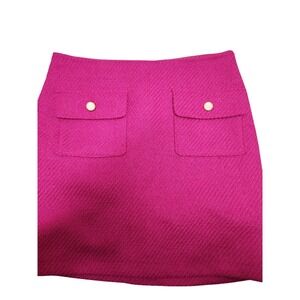Belle Vere Pink Textured‎ Tweed Mini Skirt Gold Button Pockets Women's Size 10
